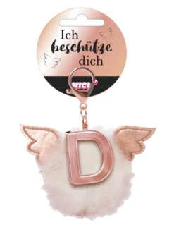 Nici 46973 Taschenanhänger Schutzbommel Mit Flügeln + Pompon Metallbuchstabe D