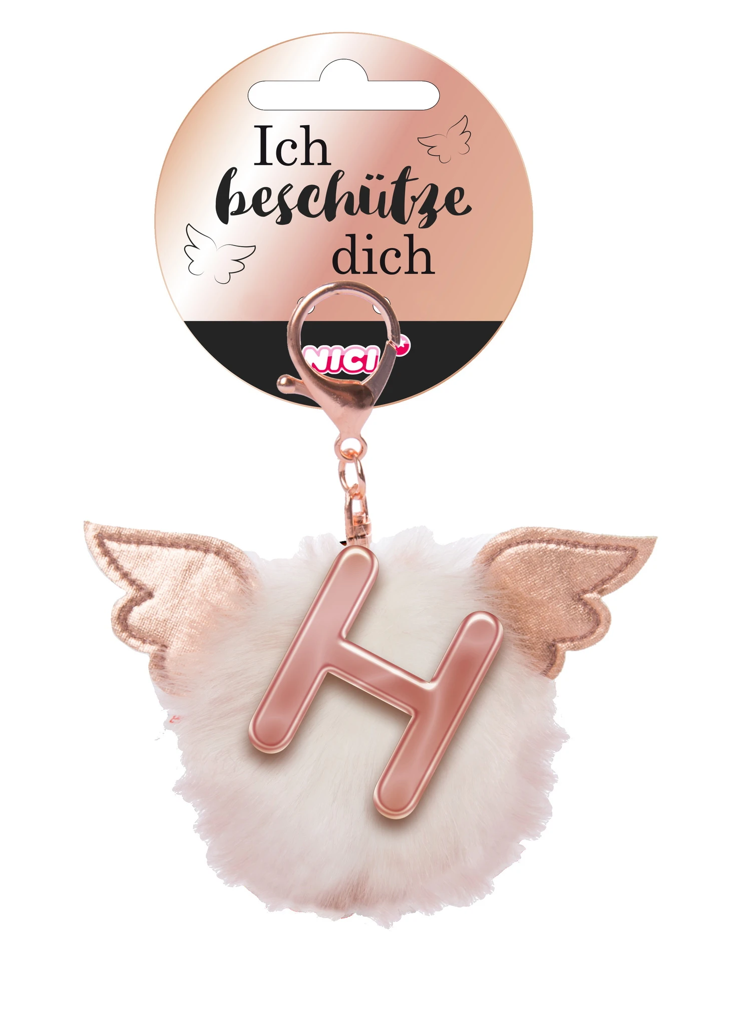 Nici 46977 Taschenanhänger Schutzbommel Mit Flügeln + Pompon Metallbuchstabe H 3 Nici 46977 Taschenanhänger Schutzbommel Mit Flügeln + Pompon Metallbuchstabe H