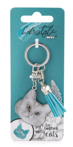 Nici 48093 Schlüsselanhänger Weisse Katze Meowlina 8cm Life Is Better With Cats